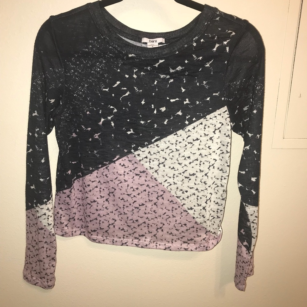 Bar Iii Slightly Cropped Patterned Long Sleeve - image 1